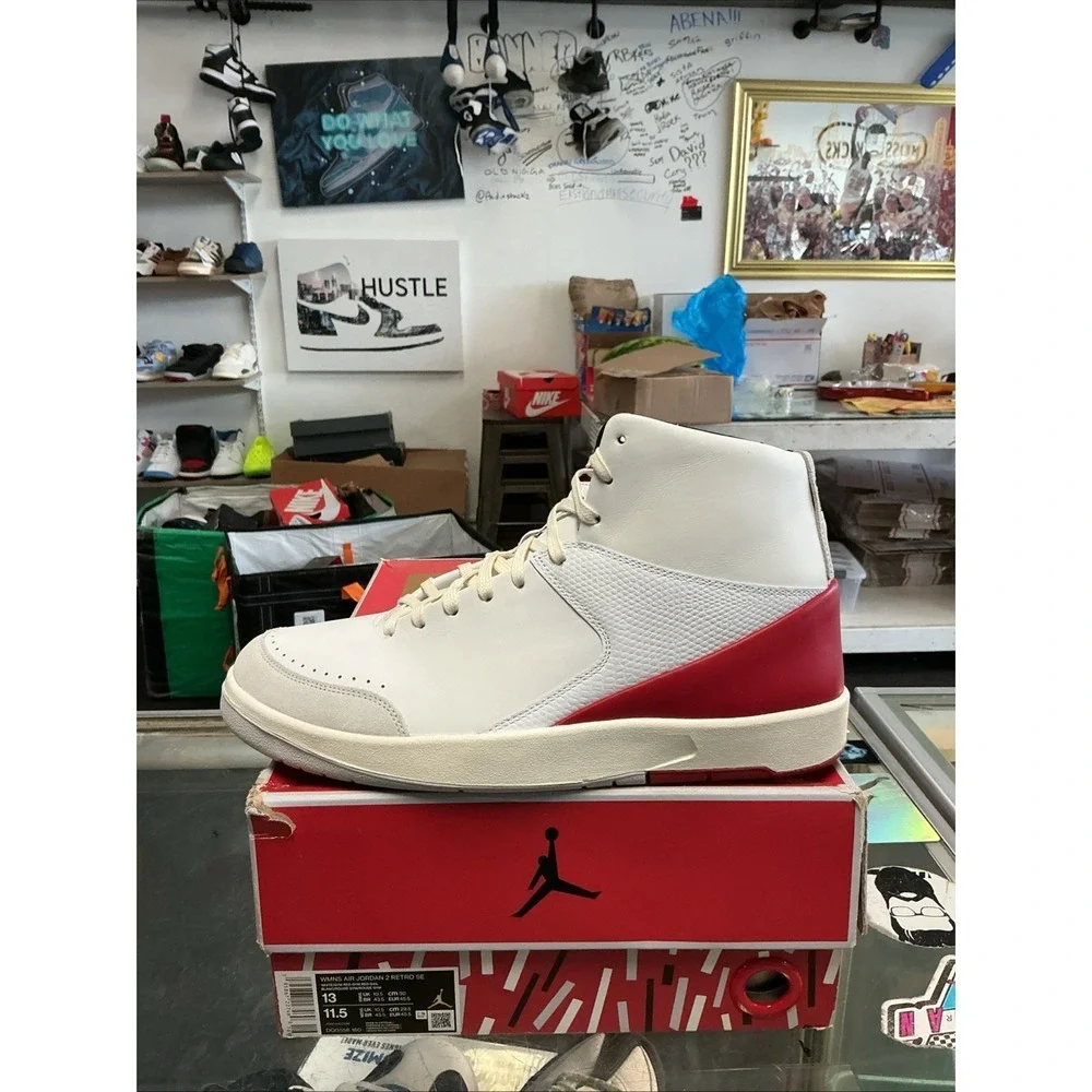 Air Jordan 2 Retro SE Nina Chanel Abney White Gym Red DQ0558-160 Womens 13 11.5M